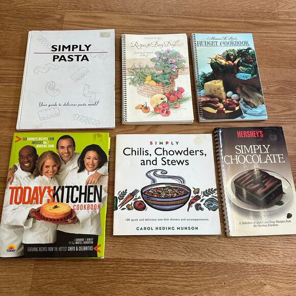 Set of 6 Vintage Cookbooks Today Show Hershey Simply Pasta Miriam B Loo Cookbook - Picture 1 of 12